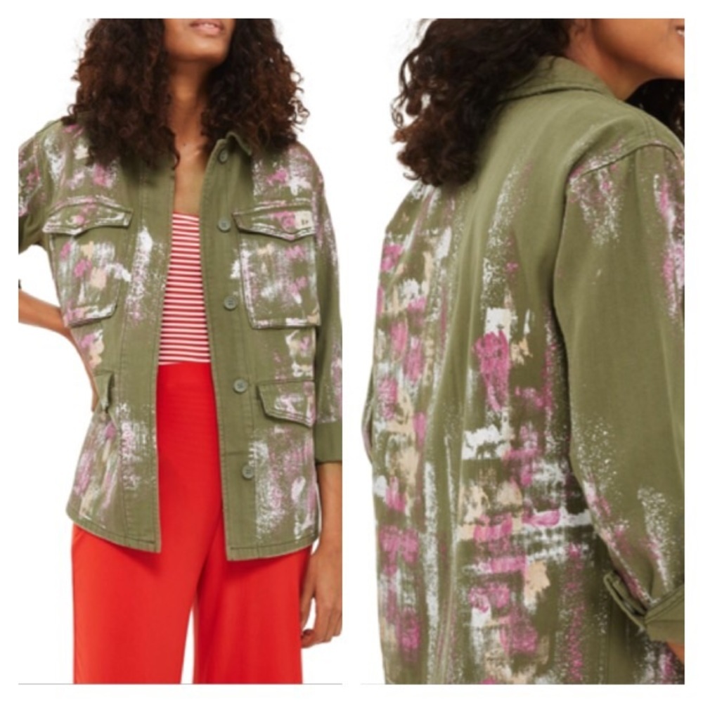 NWT TopShop Ethan Metallic Foil Shirt Jacket 4